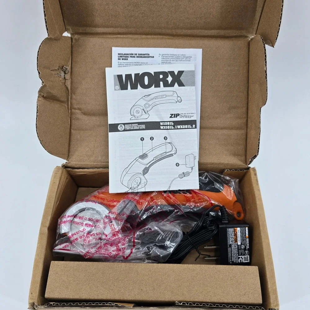 Worx ZipSnip Cordless Electric Scissors 4V Rotary Cutter Orange WX081L.1 NEW